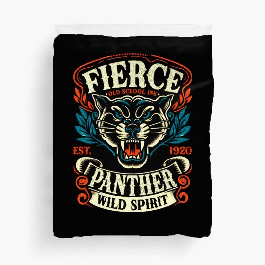 Fierce Panther Old School Tattoo Wild Duvet Covers