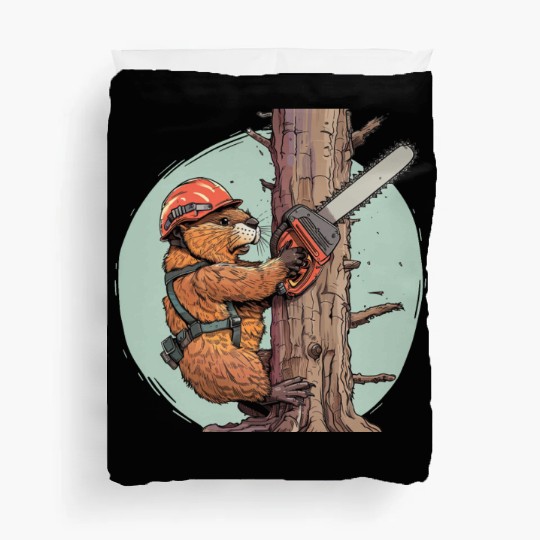 Beaver Lumberjack Chainsaw Duvet Covers