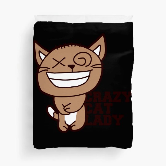 Crazy Cat Lady Text Love Saying Quote Weird Woman Duvet Covers