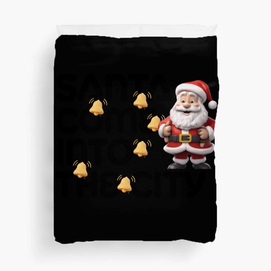 Festive Santa with Jingle Bells Design Duvet Covers