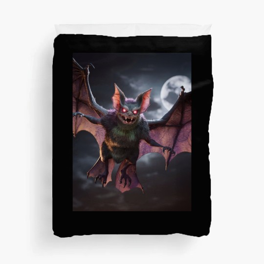 monster zombie bat glowing red eyes halloween Duvet Covers
