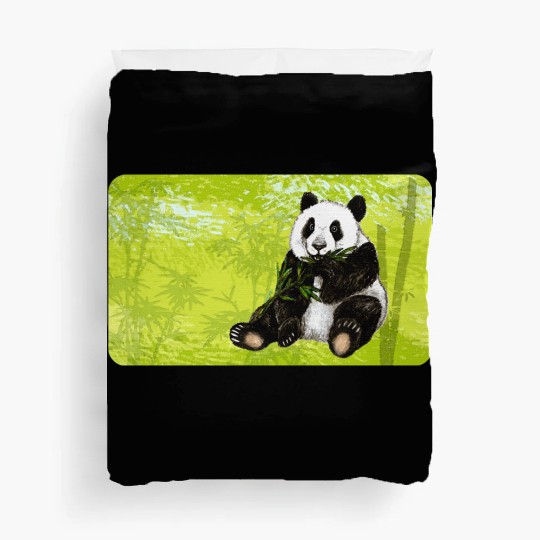 Cute panda bear with bamboo - design for kids Duvet Covers