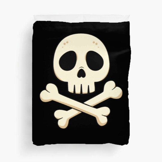 Cartoon skull and crossbones Duvet Covers