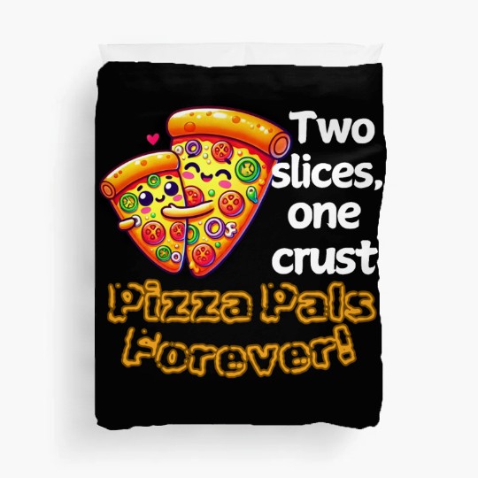 Cheesy Together: Two Slices, One Heart! Duvet Covers