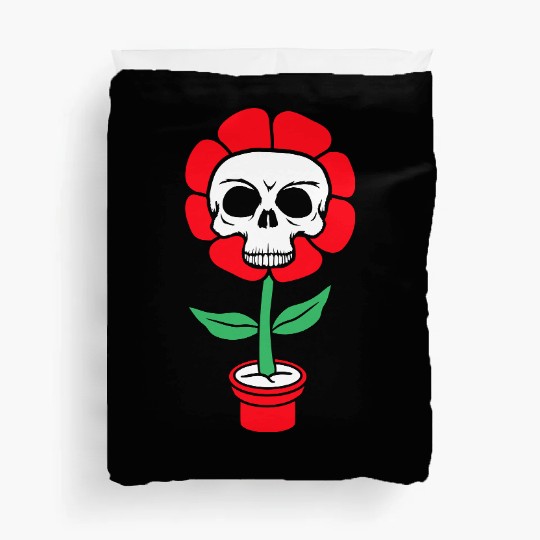 Evil Skull Flower Horror Halloween Skeleton Head Duvet Covers