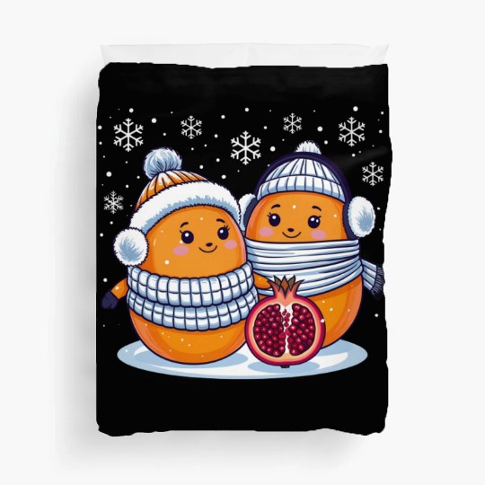 Cozy Winter Fruits: Oranges & Pomegranate Duvet Covers