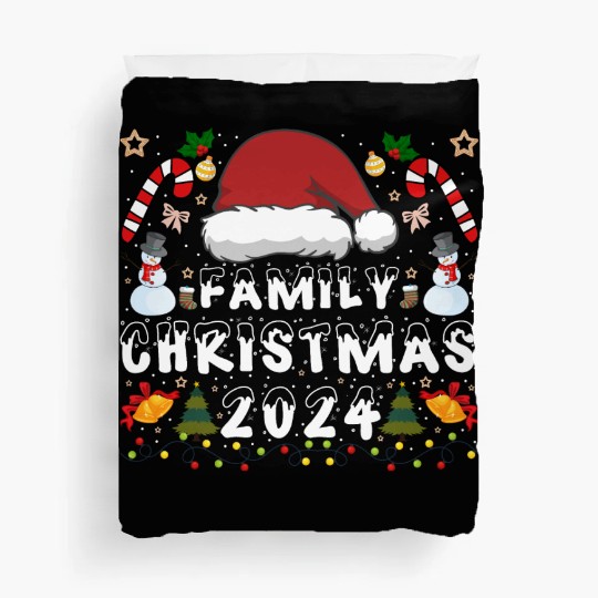 Family Christmas 2024 Squad Santa Elf Funny Xmas Duvet Covers