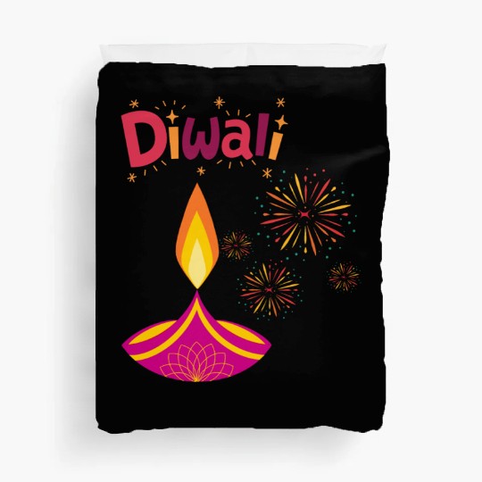 Diwali Design with Lamp & Festive Fireworks Duvet Covers