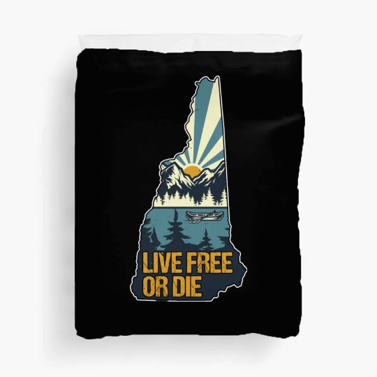 Live Free or Die Retro New Hampshire Nature Duvet Covers