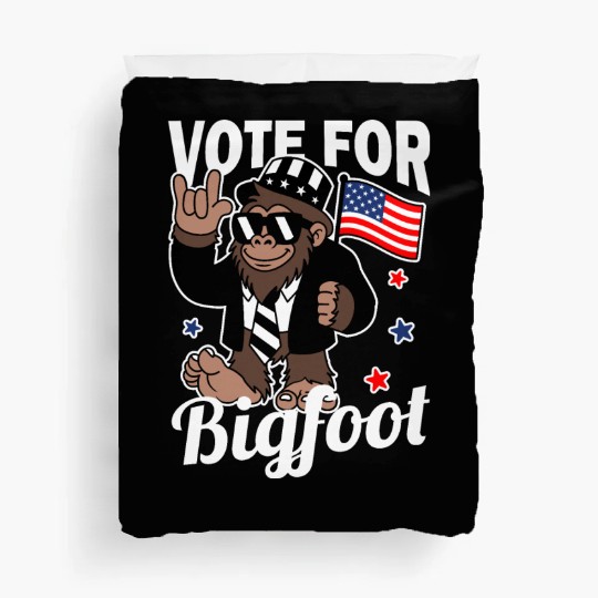 Vote for Bigfoot President 2024 Sasquatch USA Flag Duvet Covers
