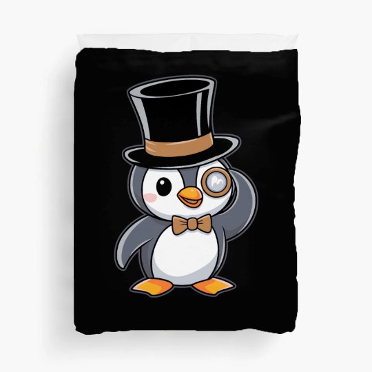 Classy Penguin with Top Hat and Monocle Duvet Covers
