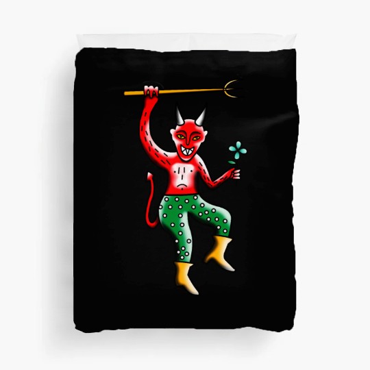 Happy Devil with a Flower Duvet Covers