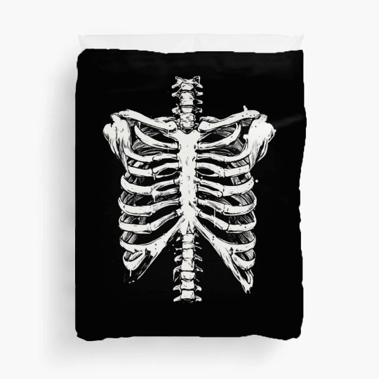 skeleton rib cage spooky halloween Duvet Covers