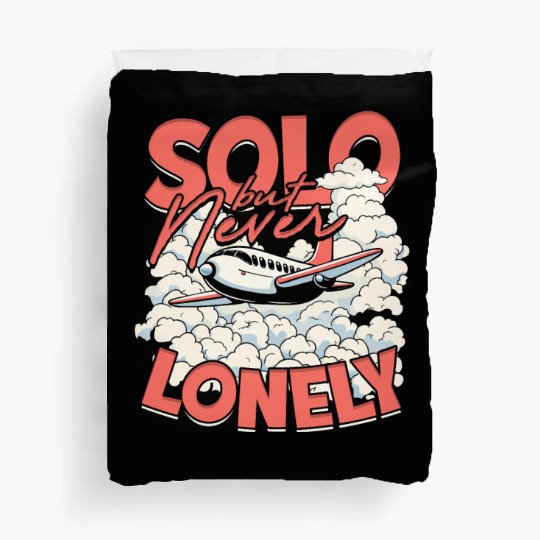First Solo Flight Pilot Solo But Never Lonely Duvet Covers