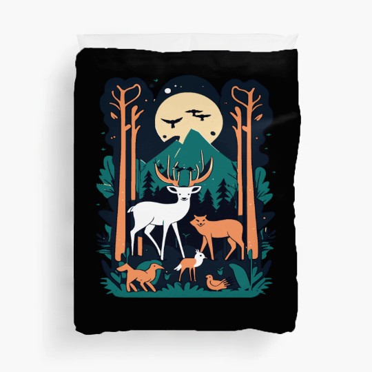 Enchanted Forest Wildlife Scene – Nature Adventure Duvet Covers