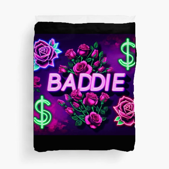 BADDIE in Neon Pink Duvet Covers