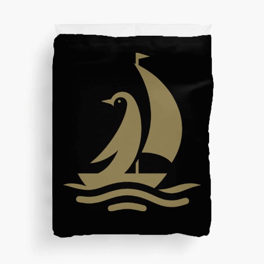 Penguin sailboat sailing silhouette minimalist Duvet Covers
