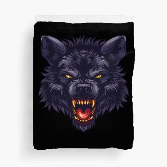 dark wolf face Duvet Covers