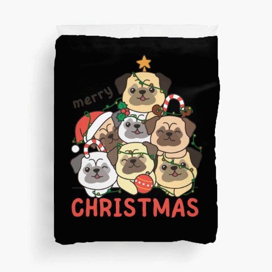 Pug Christmas Tree Merry Christmas Duvet Covers