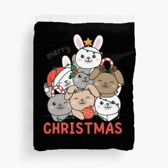 Bunny Christmas Tree Merry Christmas Duvet Covers