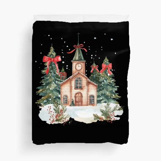 Oh Come Let Us Adore Him Funny Chrismas Jesus Duvet Covers