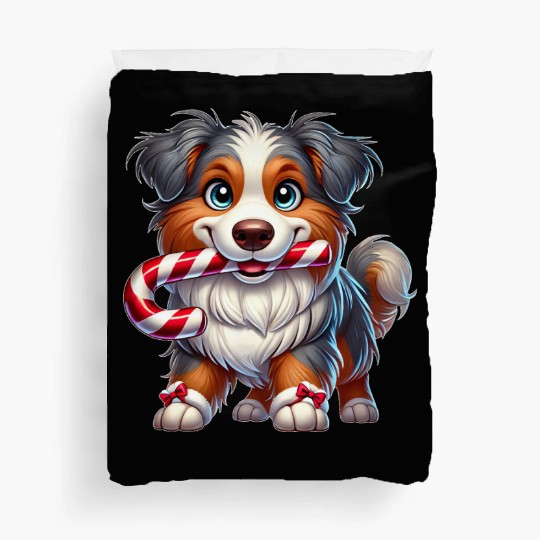 Cute Christmas Dog Australian Shepherd Duvet Covers