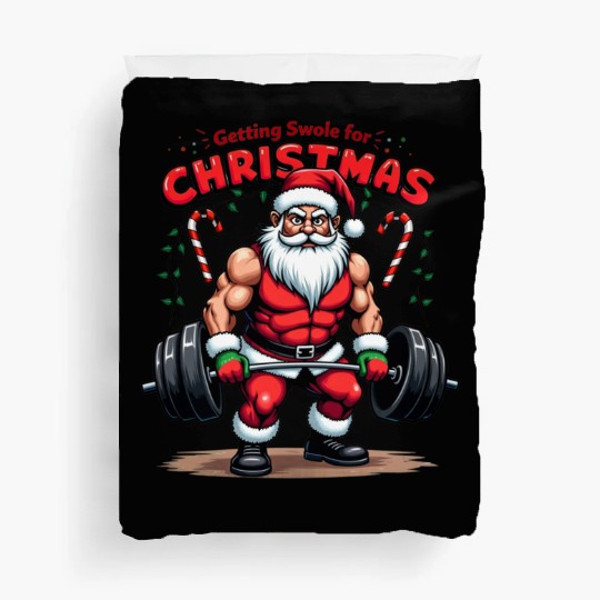 Santa Workout Mode Duvet Covers