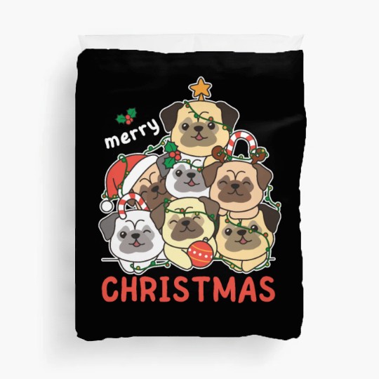 Pug Christmas Tree Merry Christmas Duvet Covers