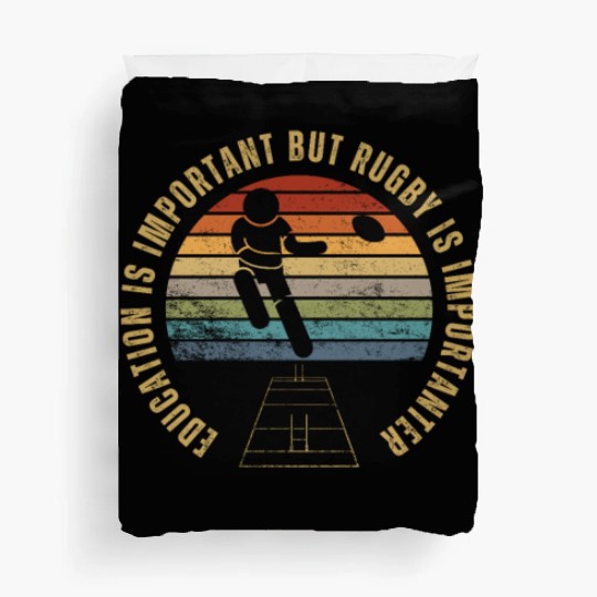 Rugby Player Education Is Important Funny Rugby Duvet Covers