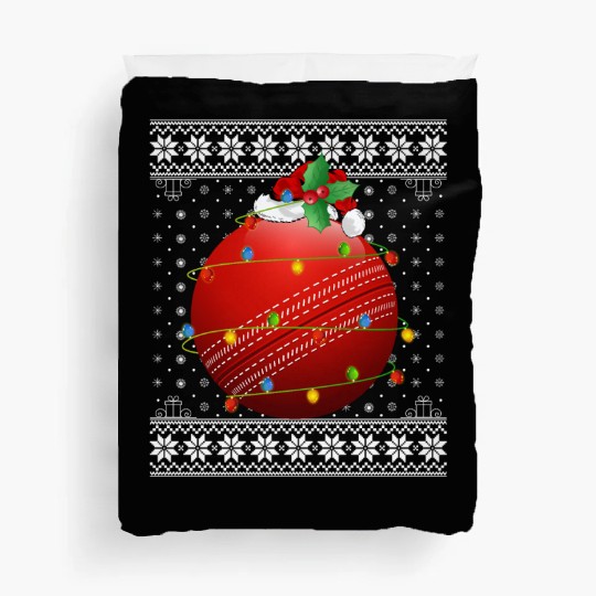 Cricket Player Ugly Christmas Duvet Covers