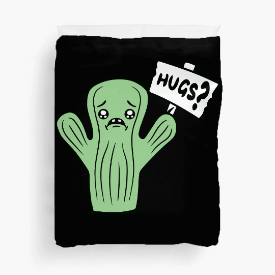Funny Cactus Sad Face Hugs Sign Lonely Cry Comic Duvet Covers