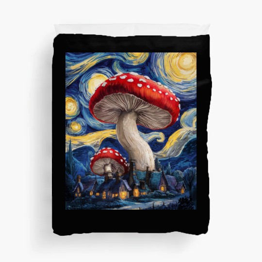 Starry Night Mushroom Surreal Dreamscape nature Duvet Covers