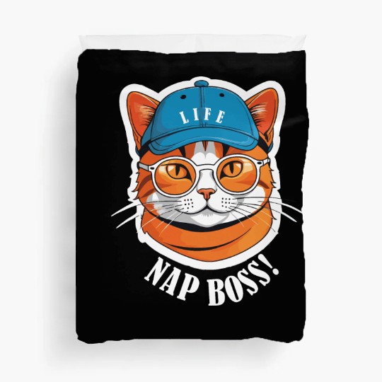 Cat Nap Boss with Cap and Sunglasses Duvet Covers
