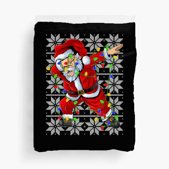 Dabbing Santa Christmas Lights Duvet Covers
