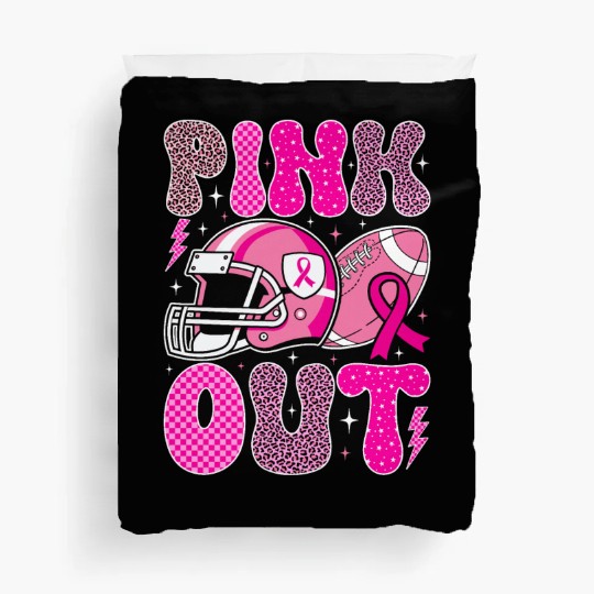 Pink Out Breast Cancer Football Mom Girls Women Duvet Covers