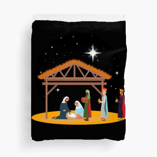 Christmas Holiday Manger Nativity Scene Duvet Covers