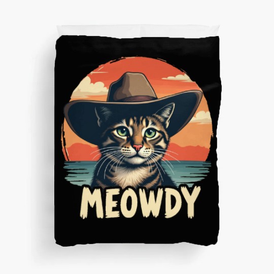 Meowdy Cowboy Cat Funny Howdy Meowdy Cowboy Cat Duvet Covers