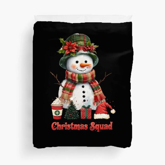 Snowman Christmas Family Gathering Duvet Covers