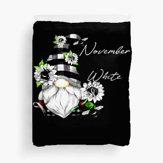 In November We Wear White for Lung Cancer Gnome Duvet Covers