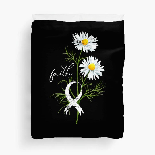 Lung Cancer Month Fight Support White Ribbon Duvet Covers