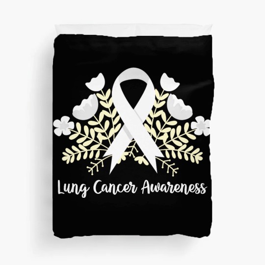 Lung Cancer Awarenss White Ribbon Floral Duvet Covers