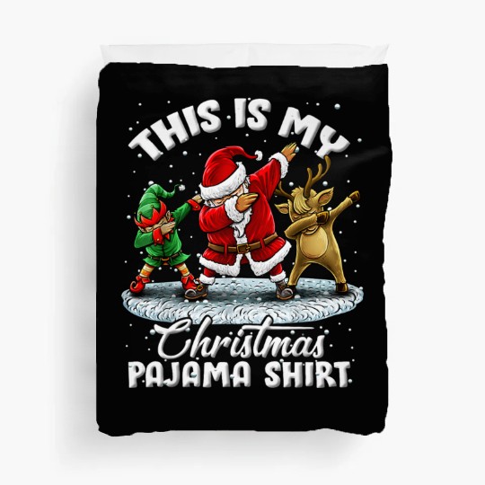 This Is My Christmas Pajama Dabbing Santa Elf Duvet Covers