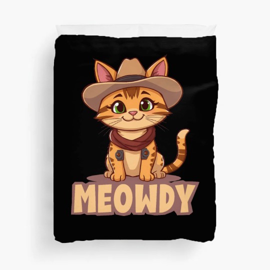 Cowboy Cat "Meowdy" Western yellow wild west cat Duvet Covers