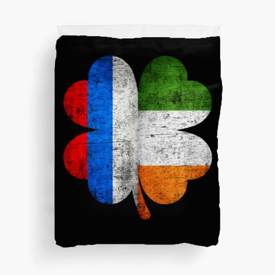 Russian Irish Shamrock Russia Ireland Flag Duvet Covers