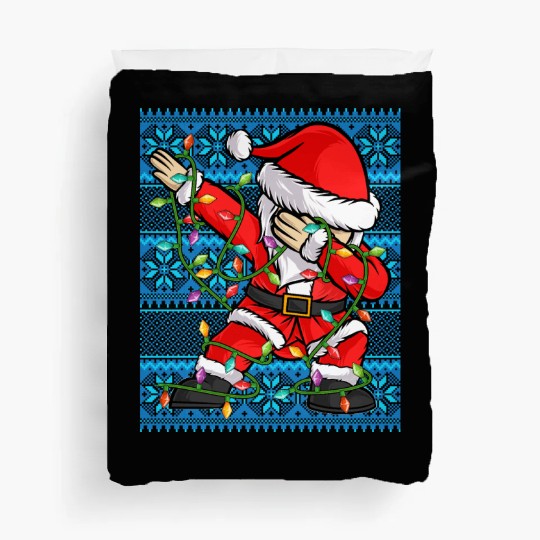 Dabbing Santa Christmas Lights Duvet Covers