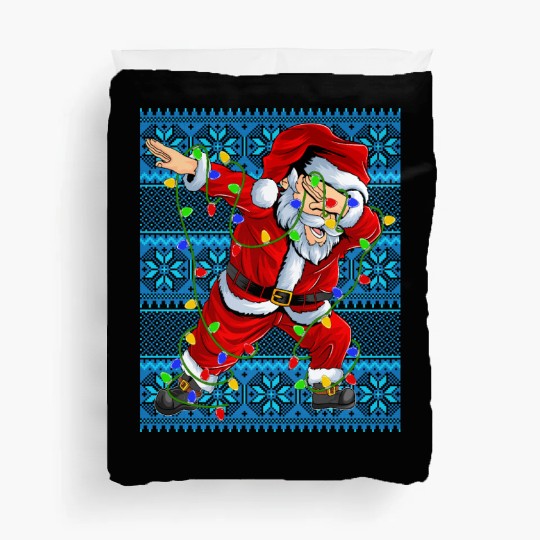 Dabbing Santa Christmas Tree Lights Duvet Covers