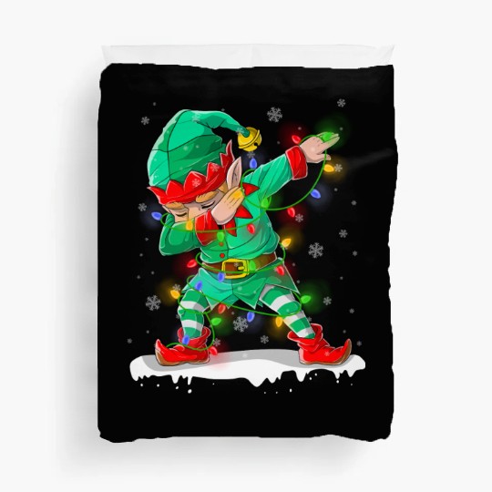 Dabbing Elf Christmas Tree Lights Xmas Family Duvet Covers