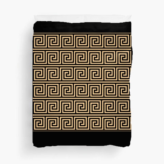 Greek Meander Key Squares Pattern Brown Duvet Covers