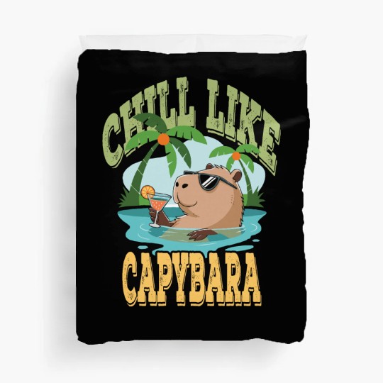 gift idea funny quote zen design Capybara Duvet Covers