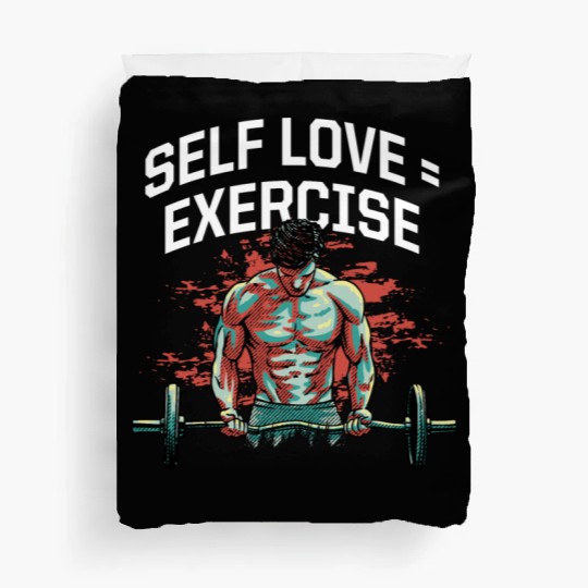 Self Love Exercise Workout Motivational Quote Gym Duvet Covers